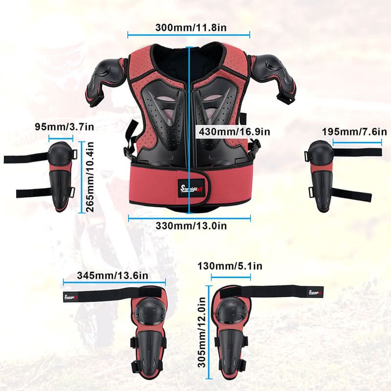 dimension of the red kids armor